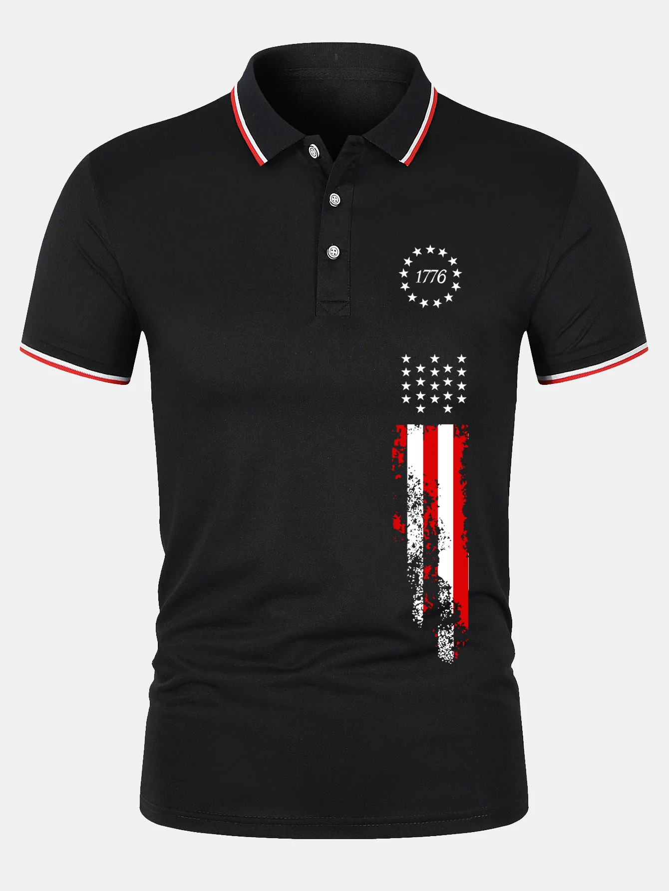 1776 Amerikanisches Flaggenmuster Mesh Poloshirts Shirt - Image 2