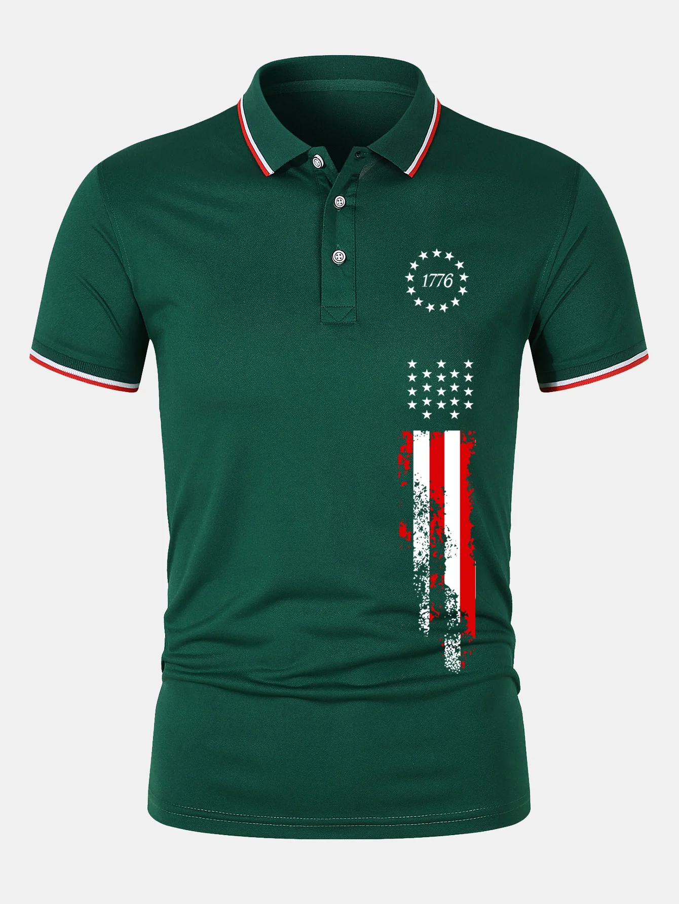 1776 Amerikanisches Flaggenmuster Mesh Poloshirts Shirt - Image 3