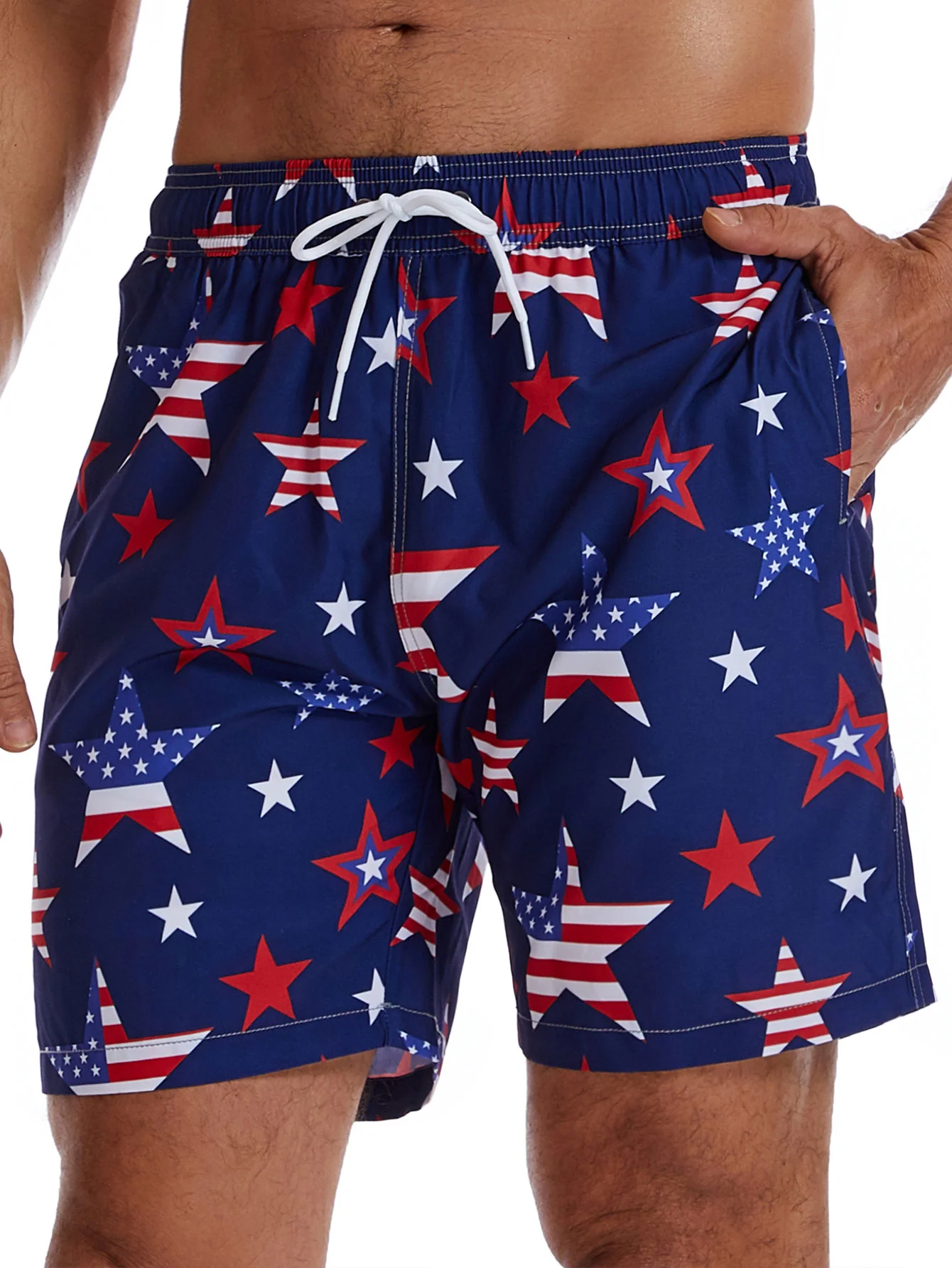 2 in 1 American Flag Sternmuster Bade-Shorts - Image 2