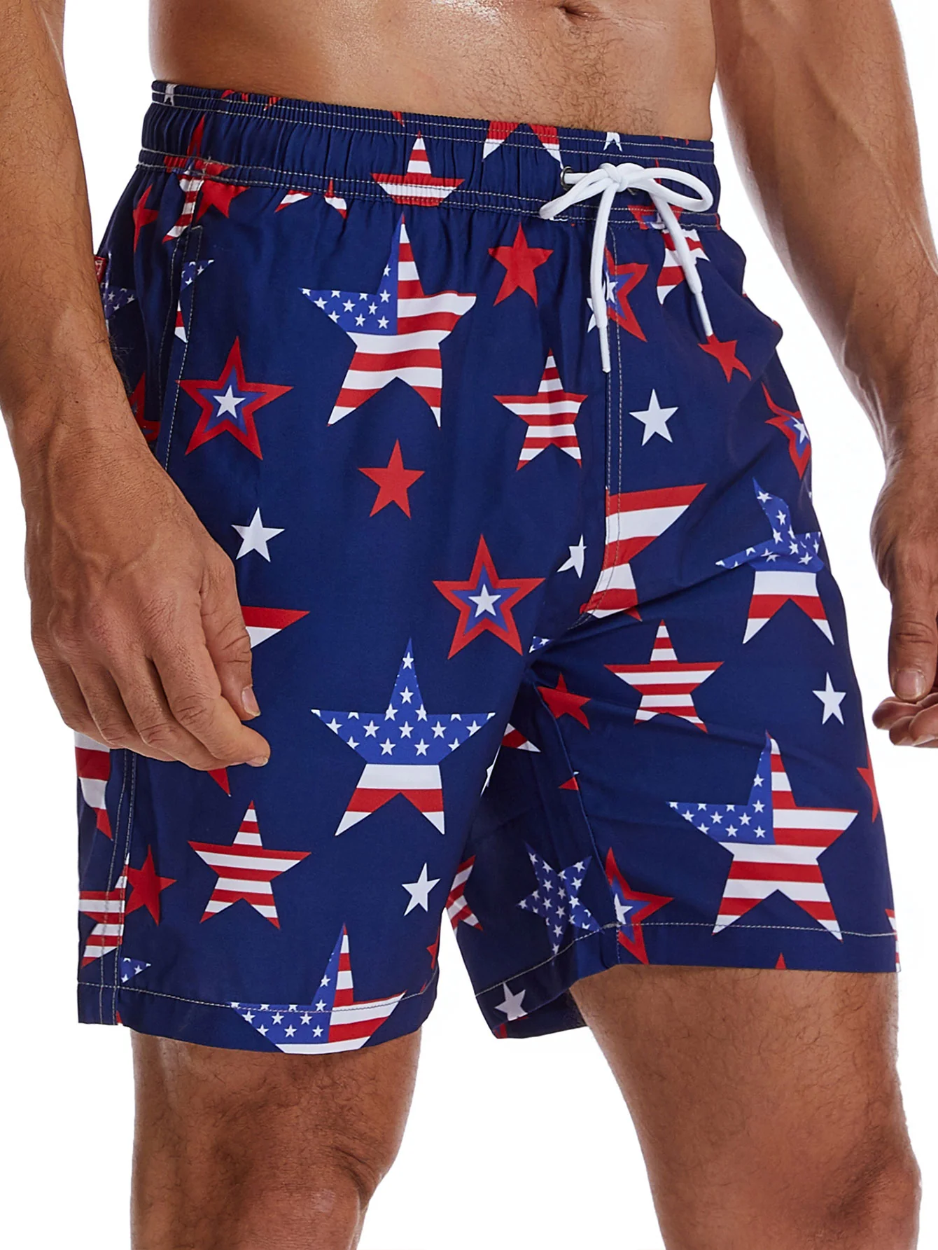 2 in 1 American Flag Sternmuster Bade-Shorts - Image 3