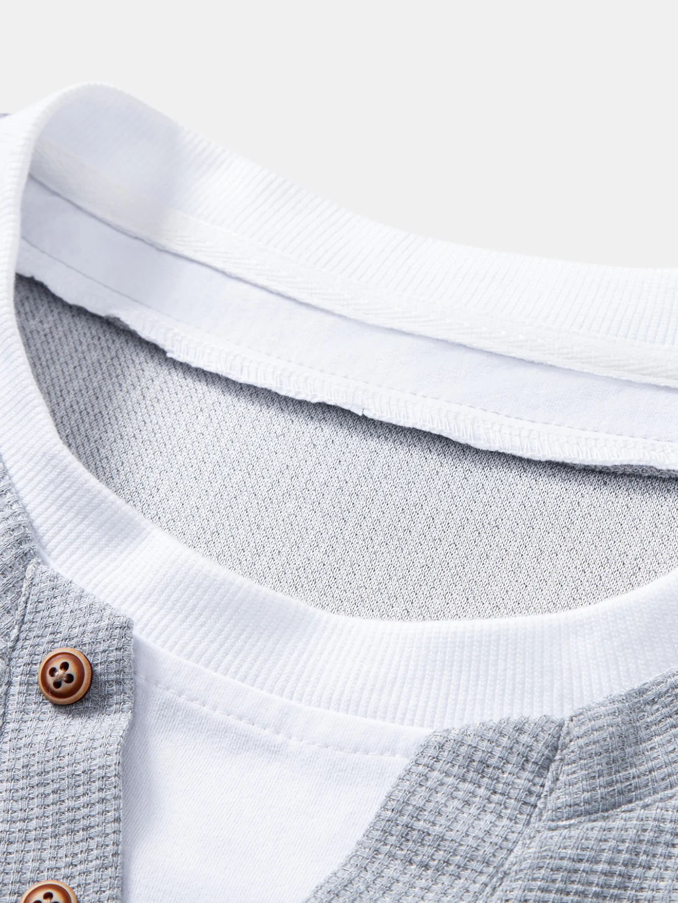 2 In 1 Button V-Neck Waffle T-Shirt With Pocket - Image 7
