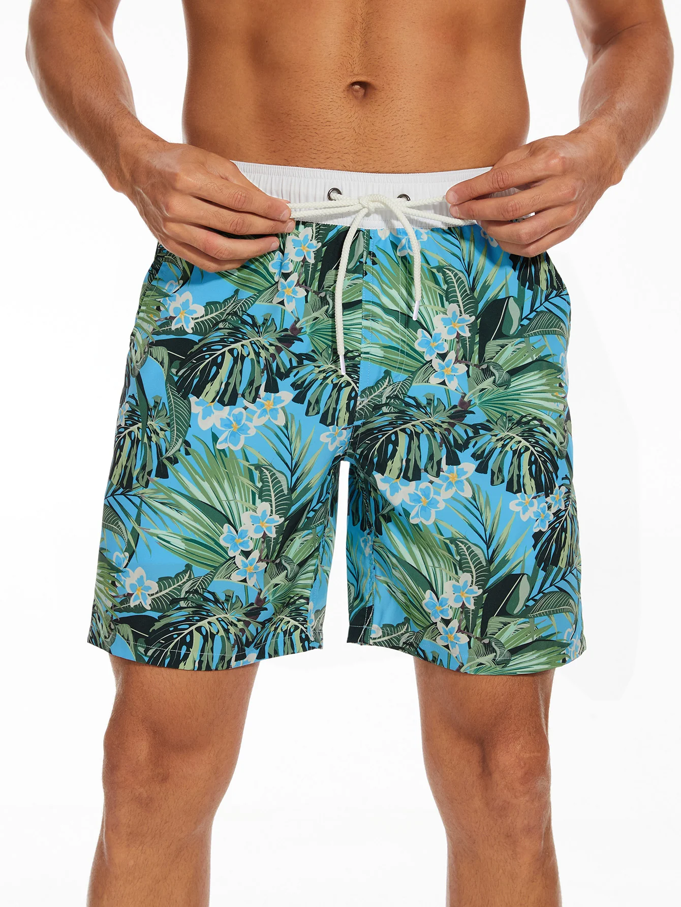 2 In 1 Kontrast Tropenprint Badehose - Image 2