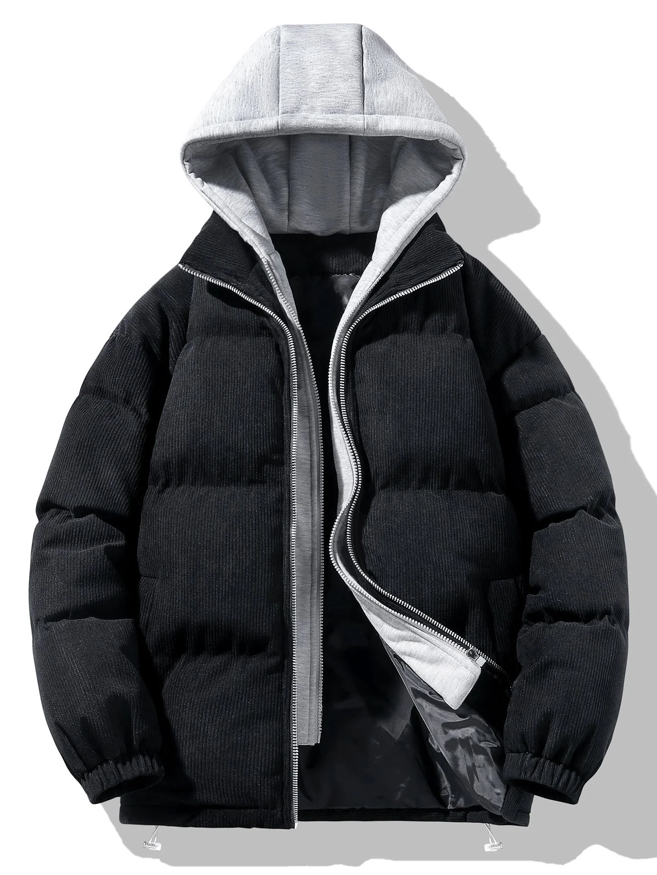 2-in-1 Cordura Reißverschluss Kapuzen-Puffermantel