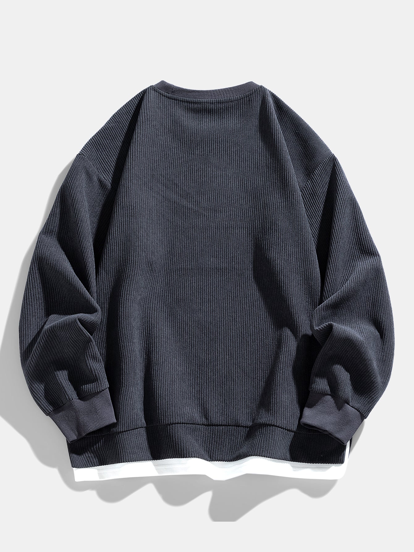2 In 1 Crew Neck Stretch Corduroy Sweatshirt - Image 2