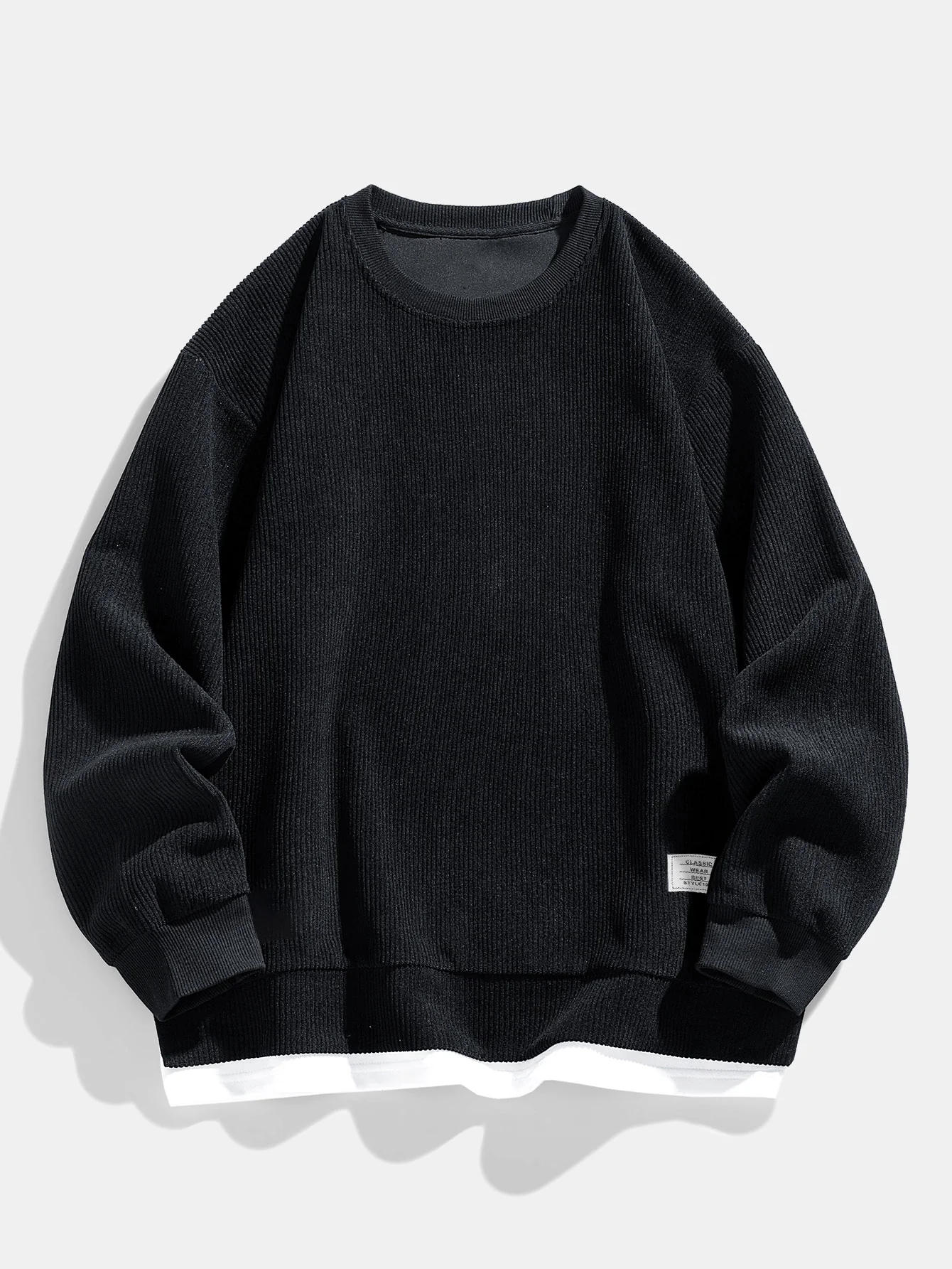 2 In 1 Crew Neck Stretch Corduroy Sweatshirt - Image 3