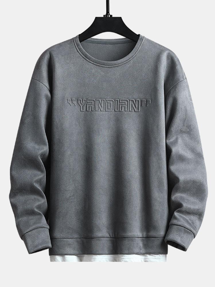 2-in-1 Kunstwildleder Rundhals Sweatshirt - Image 2