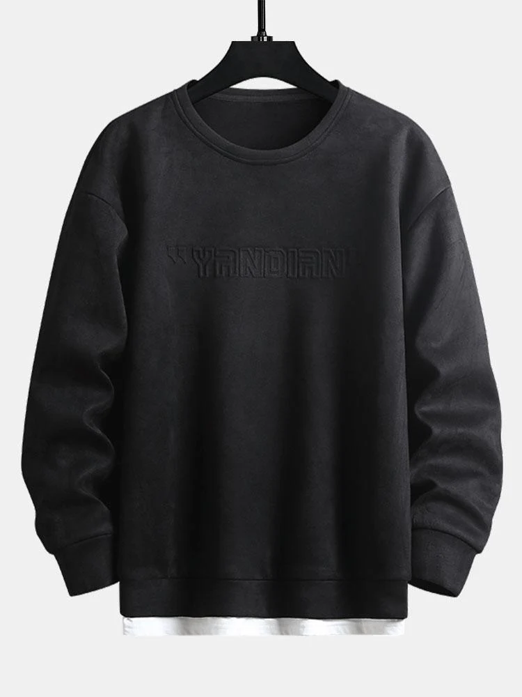 2-in-1 Kunstwildleder Rundhals Sweatshirt - Image 3