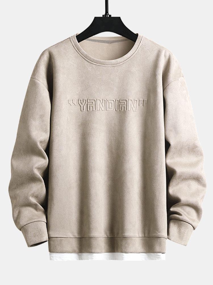 2-in-1 Kunstwildleder Rundhals Sweatshirt - Image 4