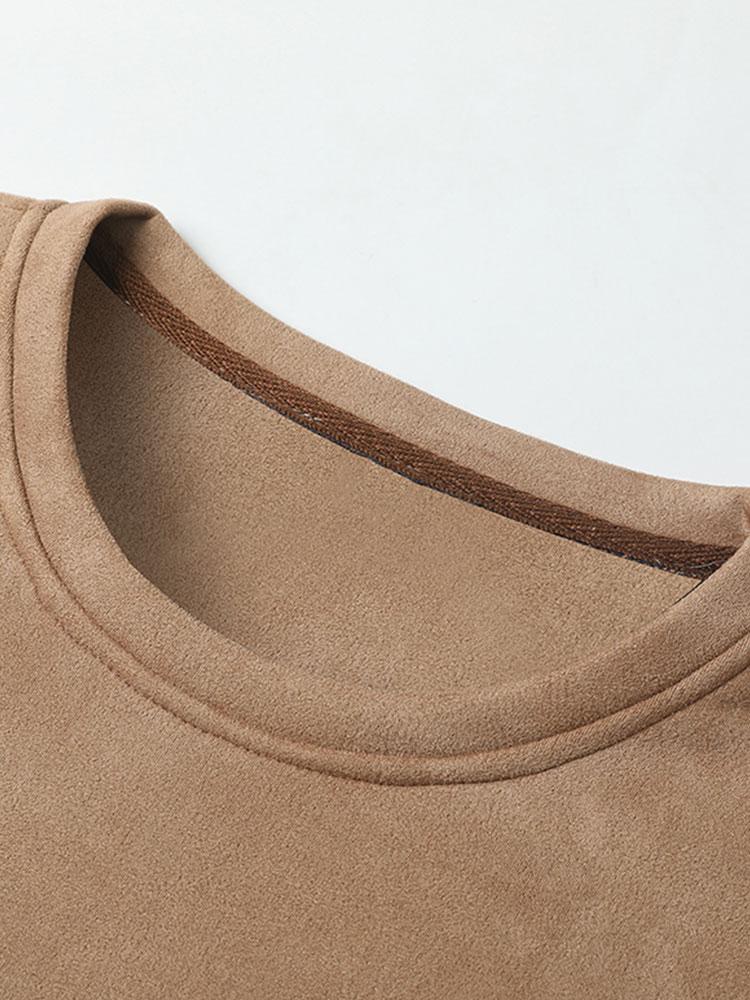 2-in-1 Kunstwildleder Rundhals Sweatshirt - Image 8