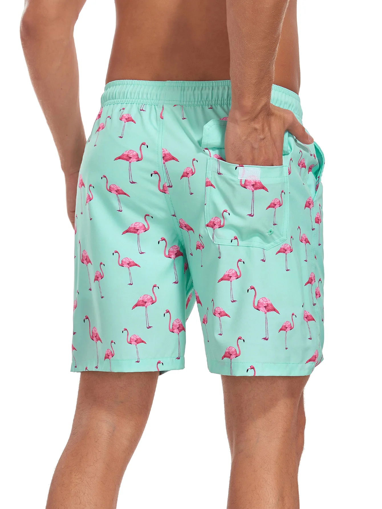 2-in-1 Flamingo-Print Taschen-Schnür-Schwimmshorts - Image 3
