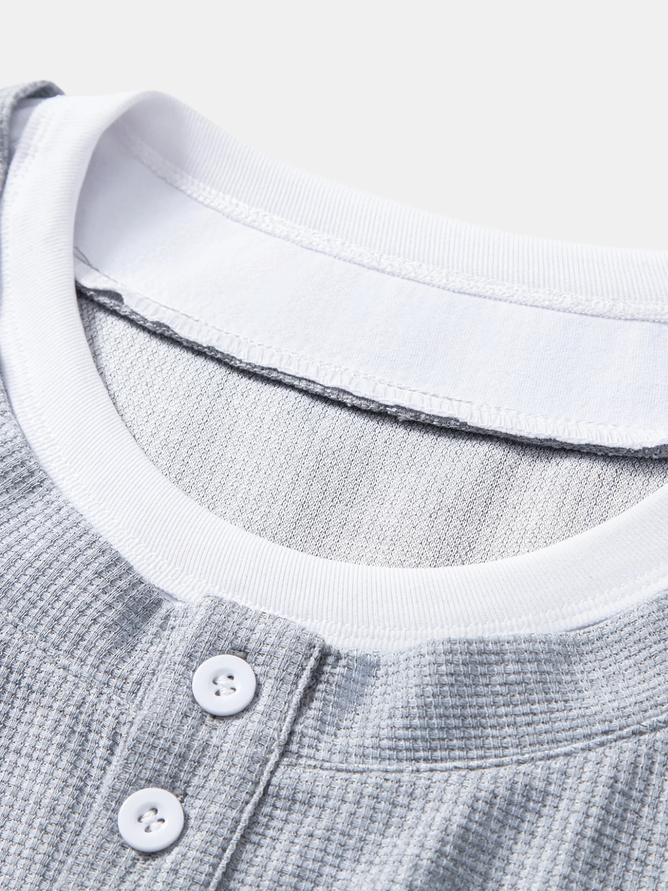 2 In 1 Henley Collar Waffle T-Shirt - Image 5