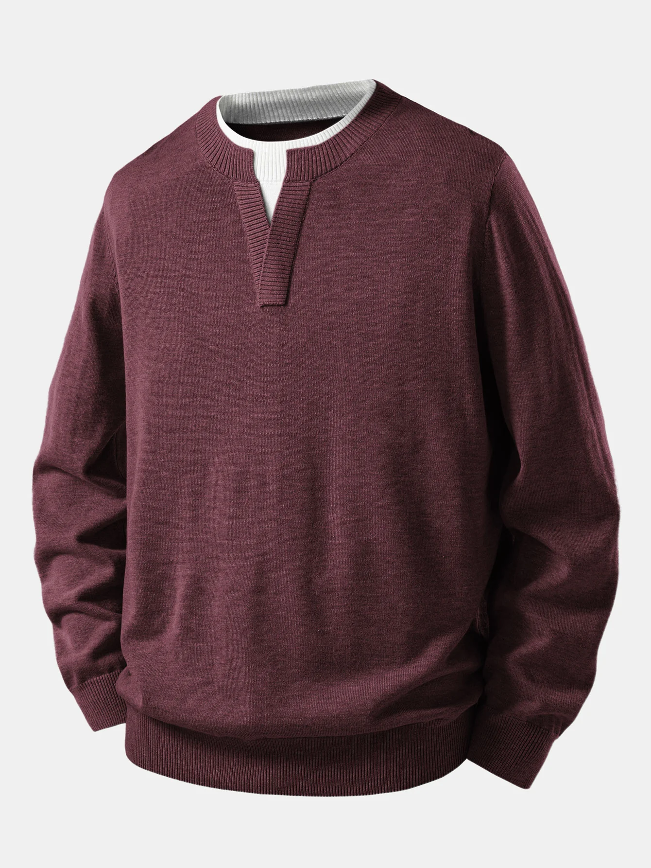 Long Sleeve 2 In 1 Split Neck Sweater - Image 11