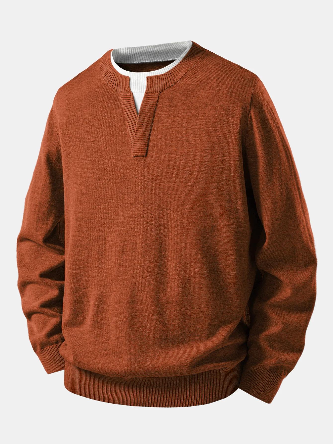 Long Sleeve 2 In 1 Split Neck Sweater - Image 13