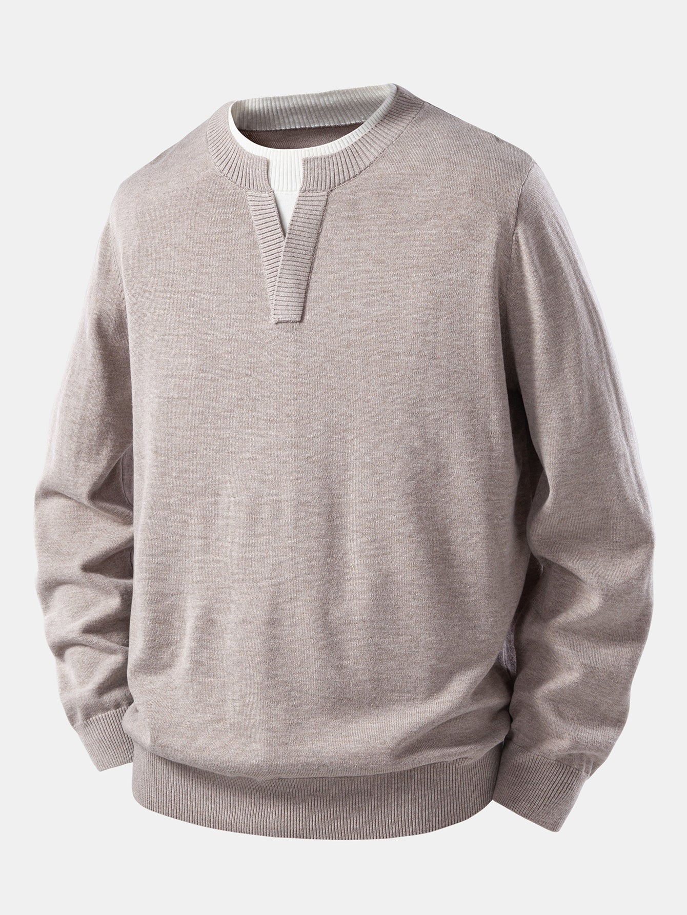 Long Sleeve 2 In 1 Split Neck Sweater - Image 5