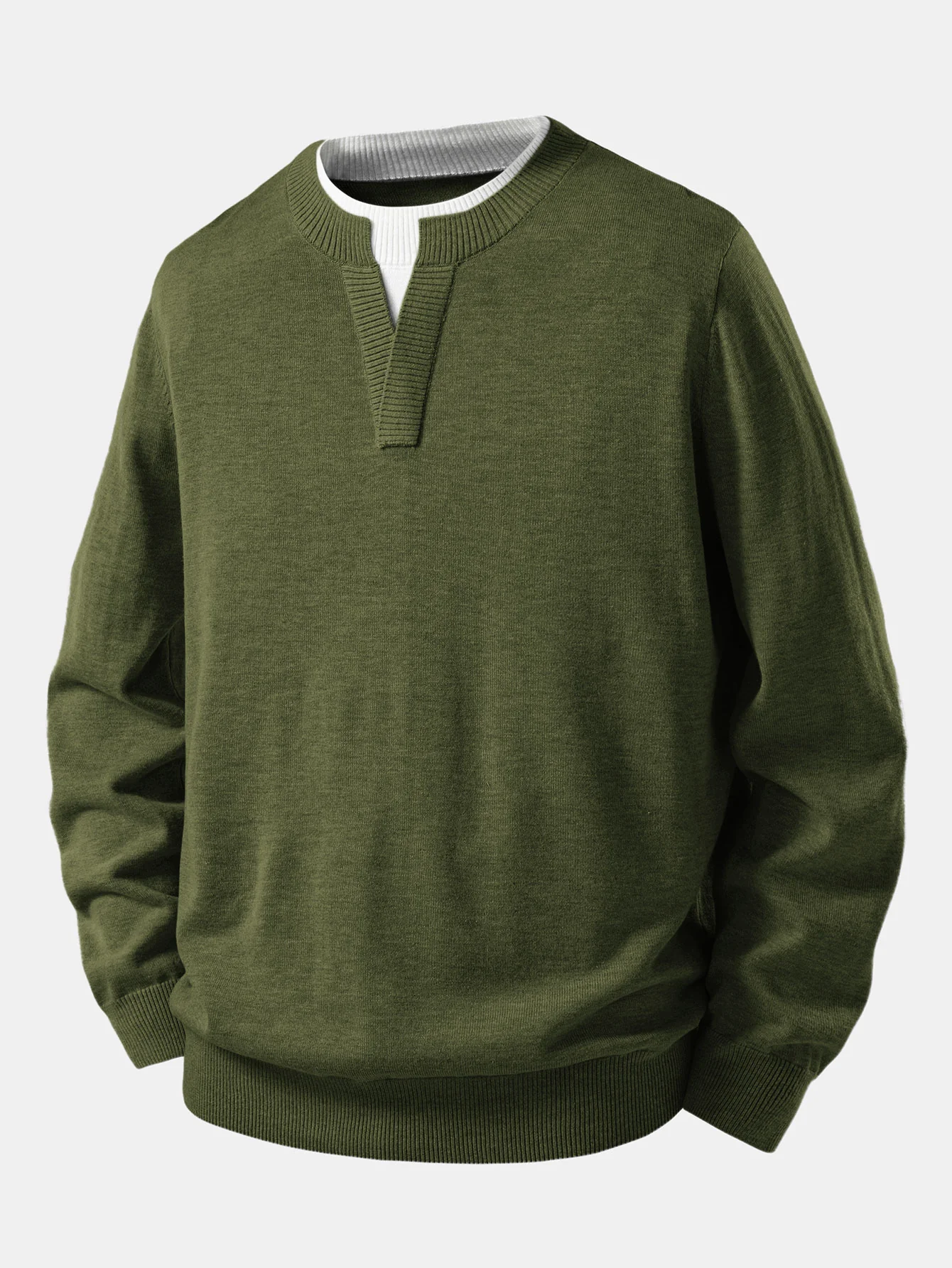 Long Sleeve 2 In 1 Split Neck Sweater - Image 9