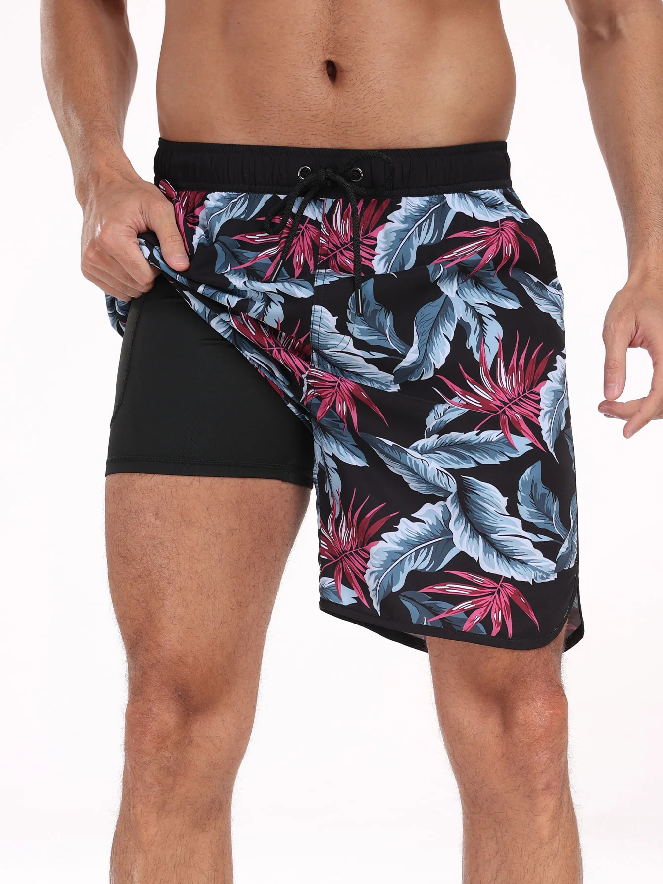 2-in-1 Blätterdruck Badehose