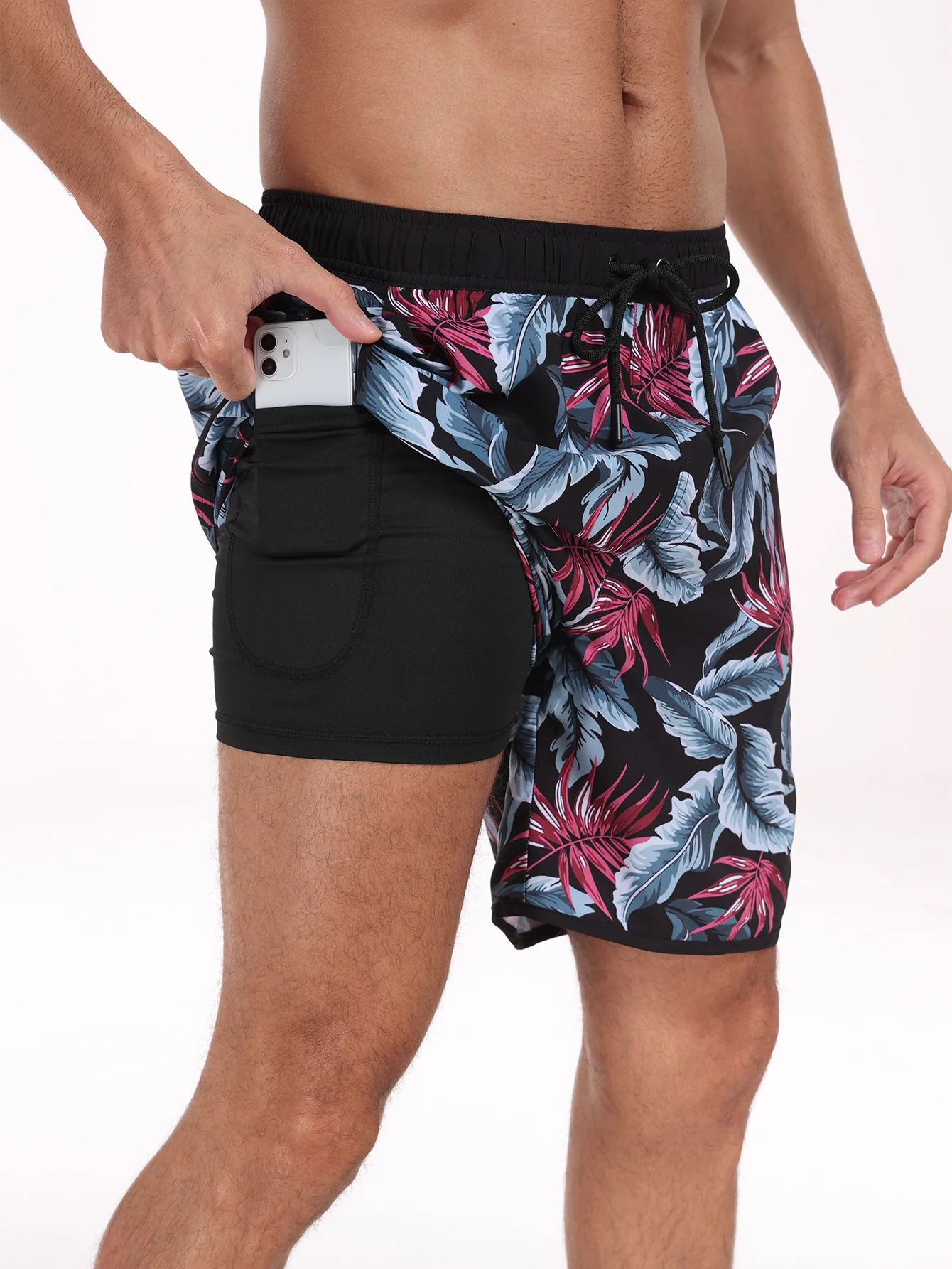 2-in-1 Blätterdruck Badehose - Image 3