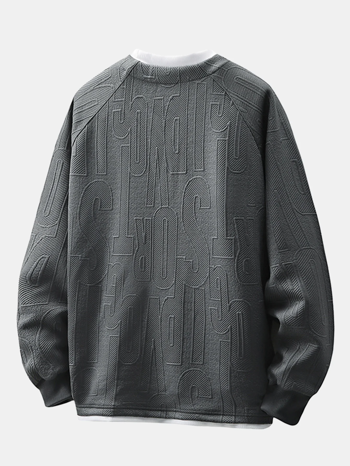 Locker sitzendes 2-in-1 Buchstaben-Jacquard Sweatshirt mit Reverskragen - Image 2