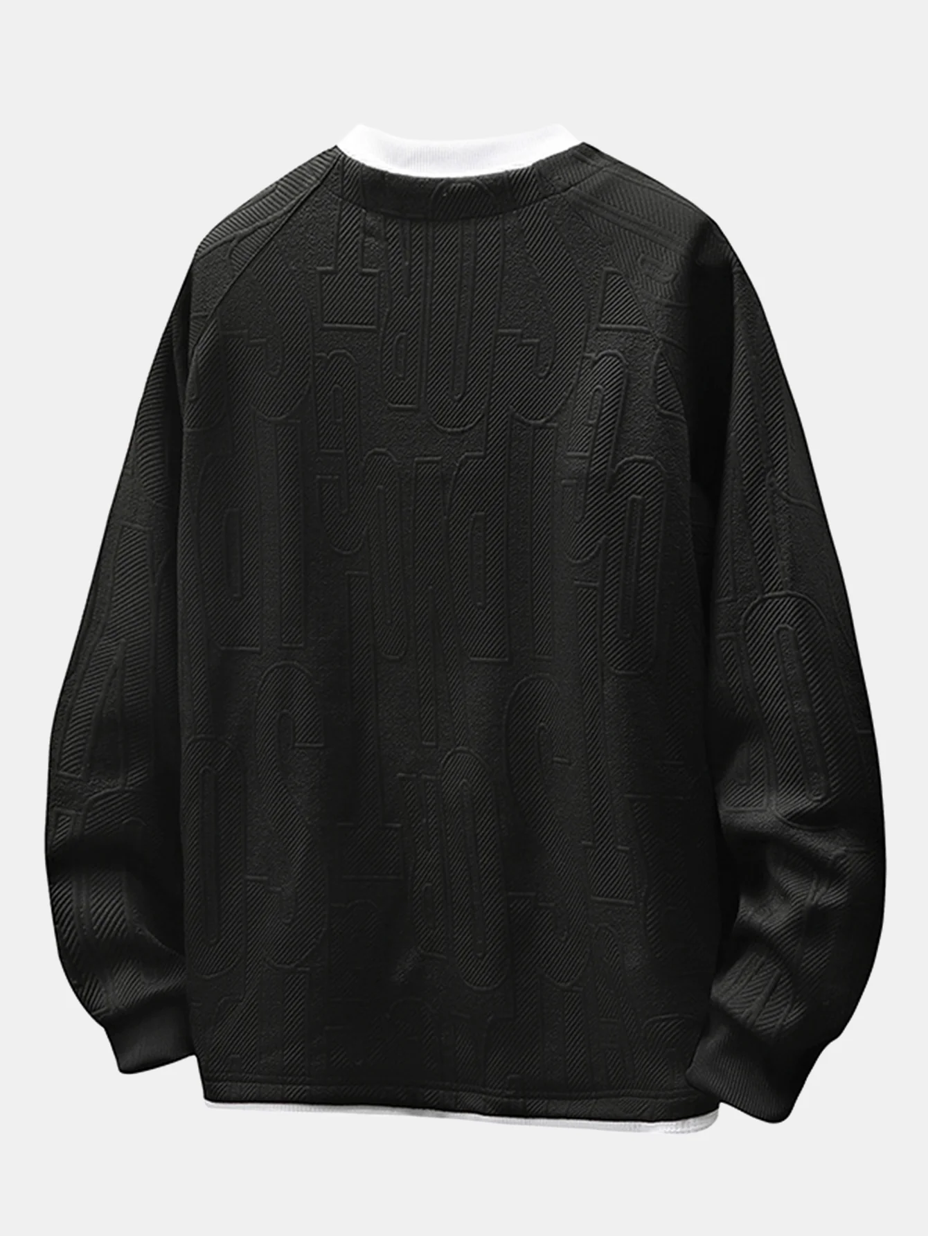 Locker sitzendes 2-in-1 Buchstaben-Jacquard Sweatshirt mit Reverskragen - Image 4