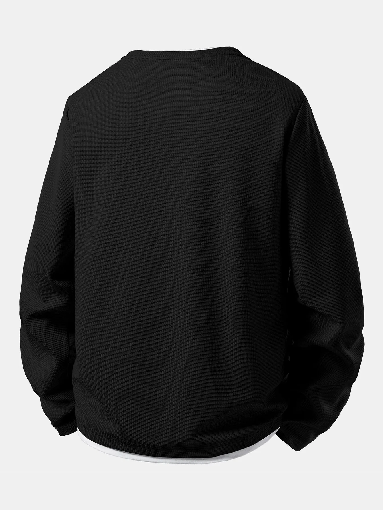 2 In 1 Long Sleeved Crew Neck Waffle T-Shirt - Image 4