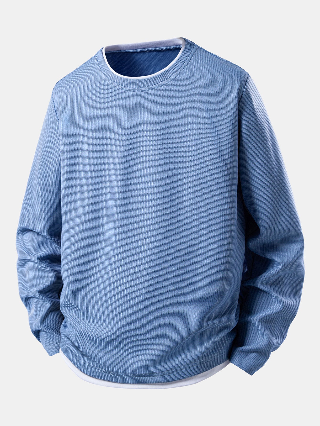 2 In 1 Long Sleeved Crew Neck Waffle T-Shirt - Image 5