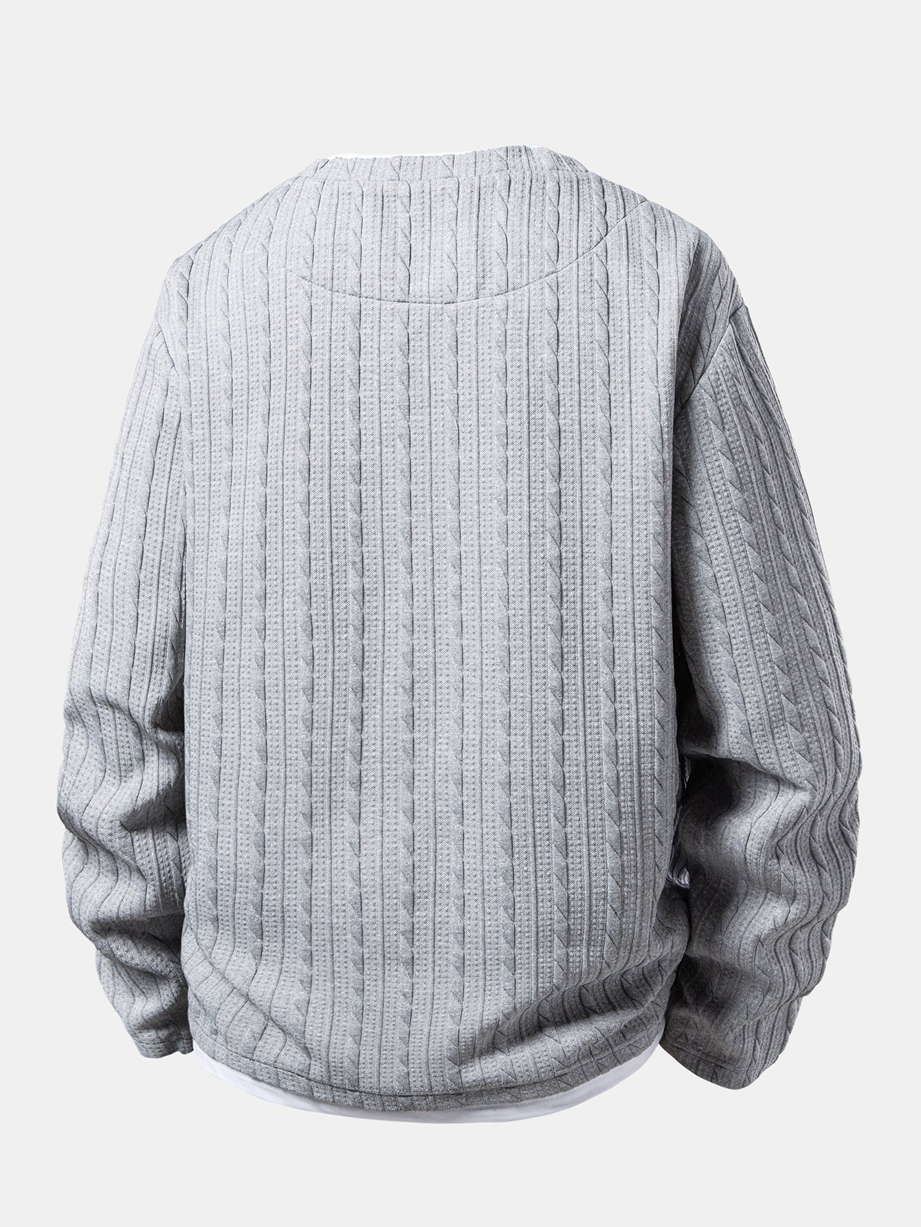 Relax Fit 2 In 1 Twisted Jacquard Notched Collar T-Shirt - Image 2