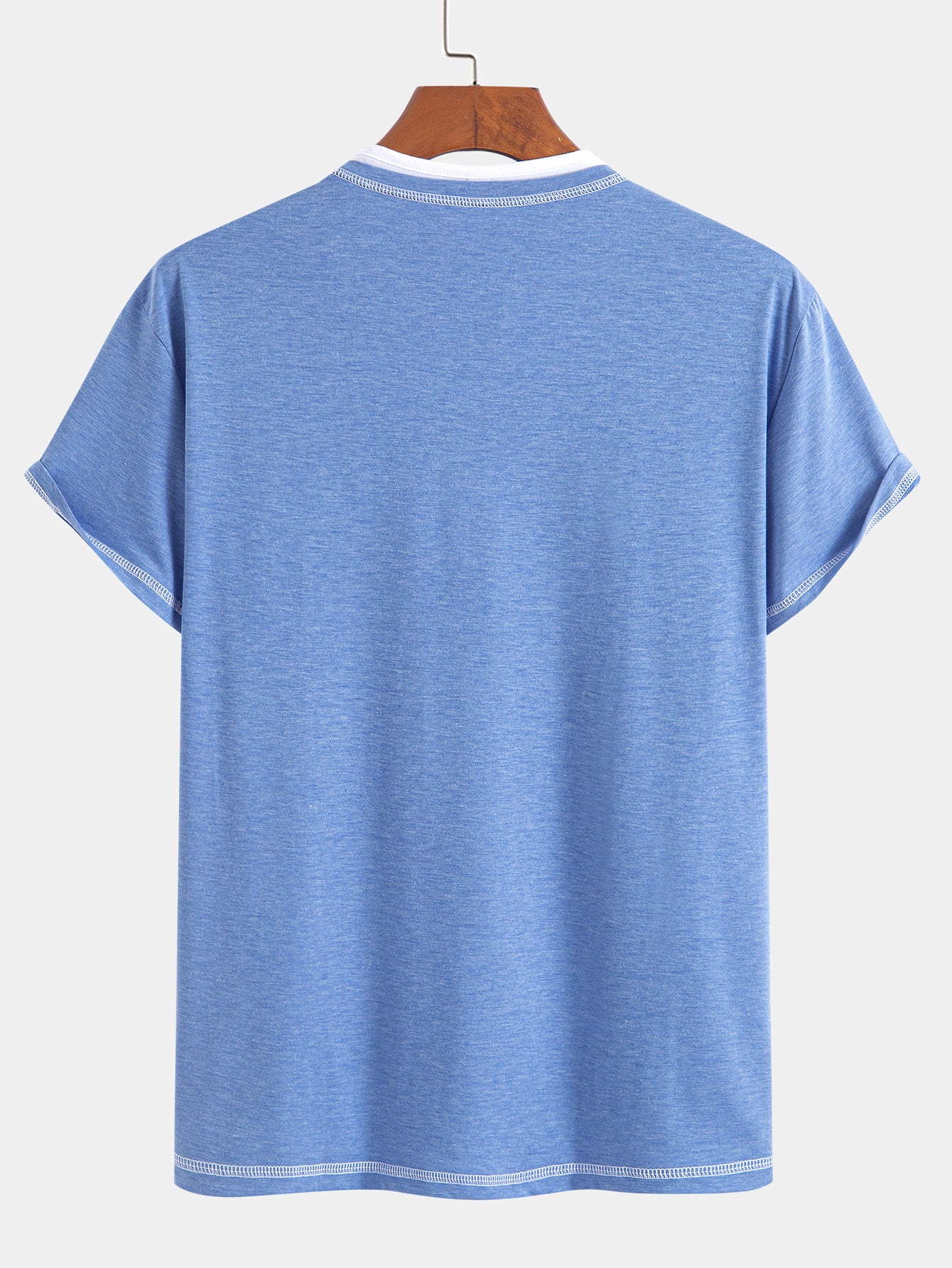2-in-1 T-Shirt mit eingekerbtem Kragen und Kontrastnähten - Image 10