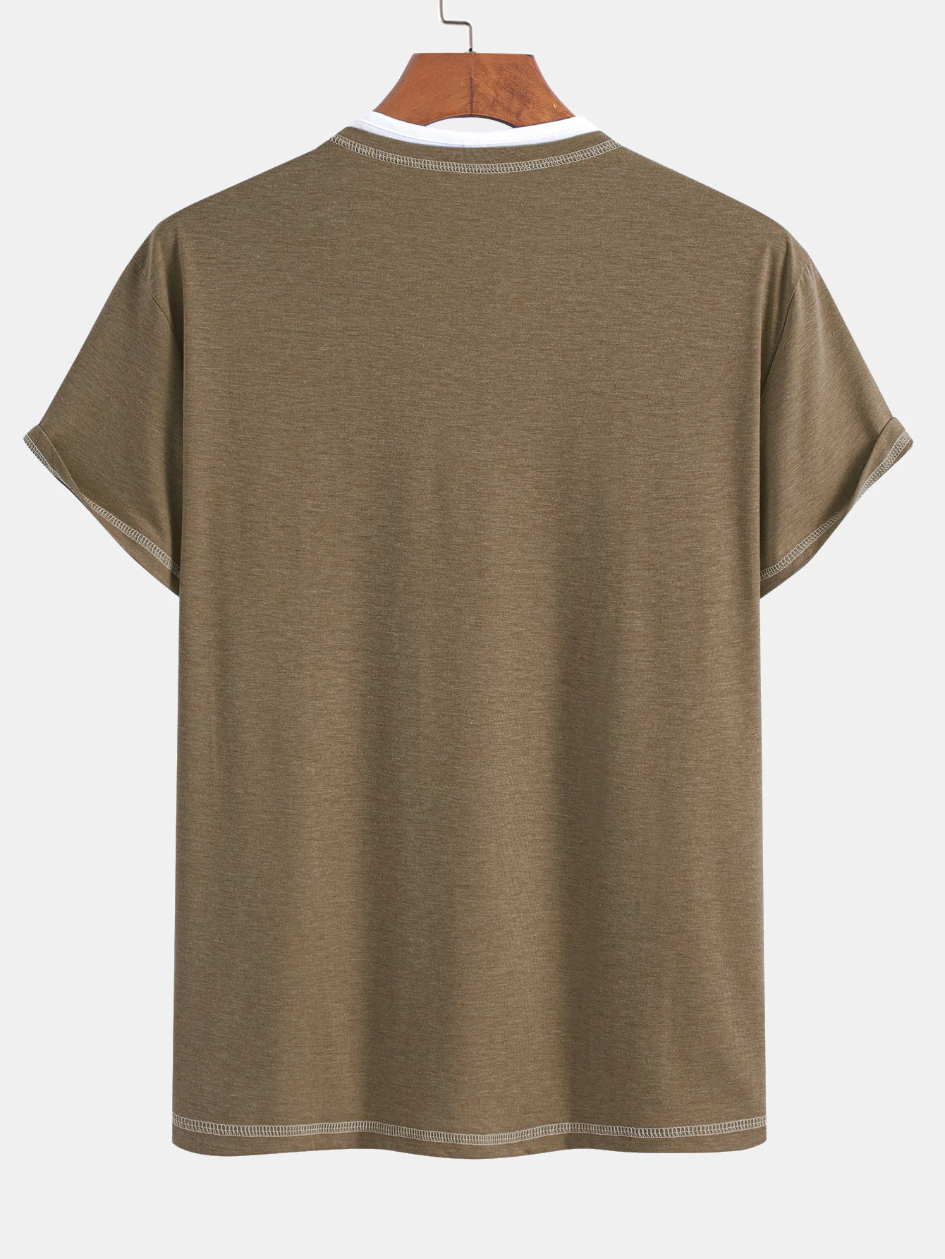 2-in-1 T-Shirt mit eingekerbtem Kragen und Kontrastnähten - Image 12