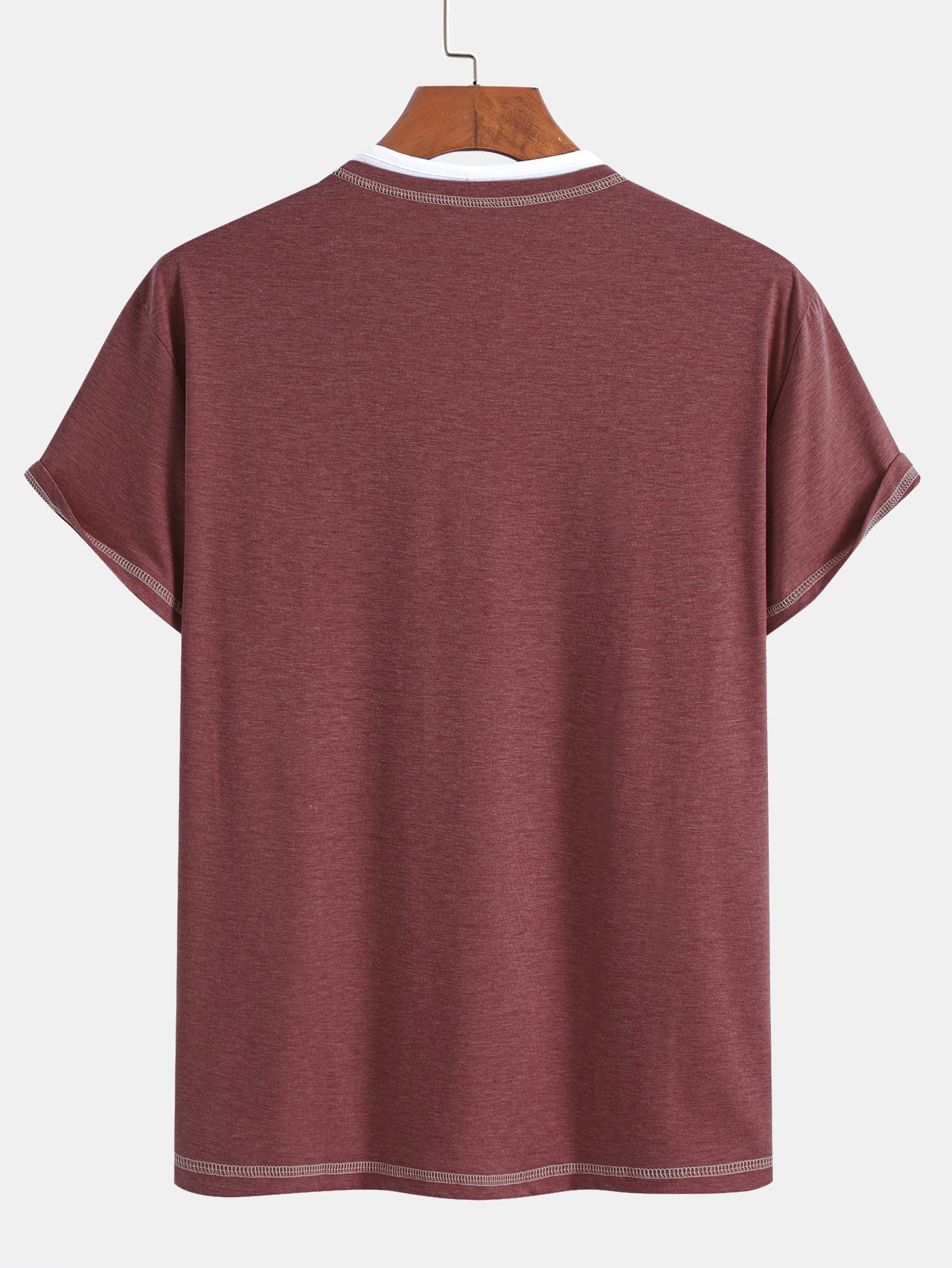 2-in-1 T-Shirt mit eingekerbtem Kragen und Kontrastnähten - Image 13