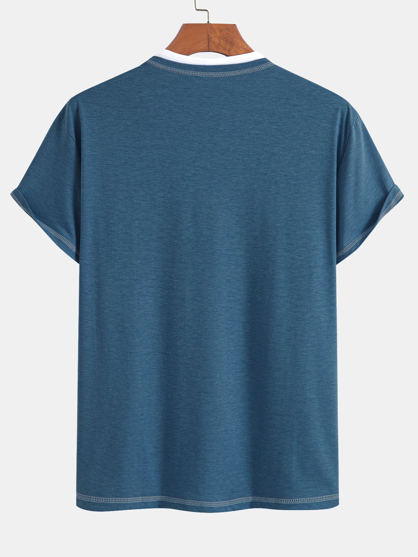 2-in-1 T-Shirt mit eingekerbtem Kragen und Kontrastnähten - Image 14