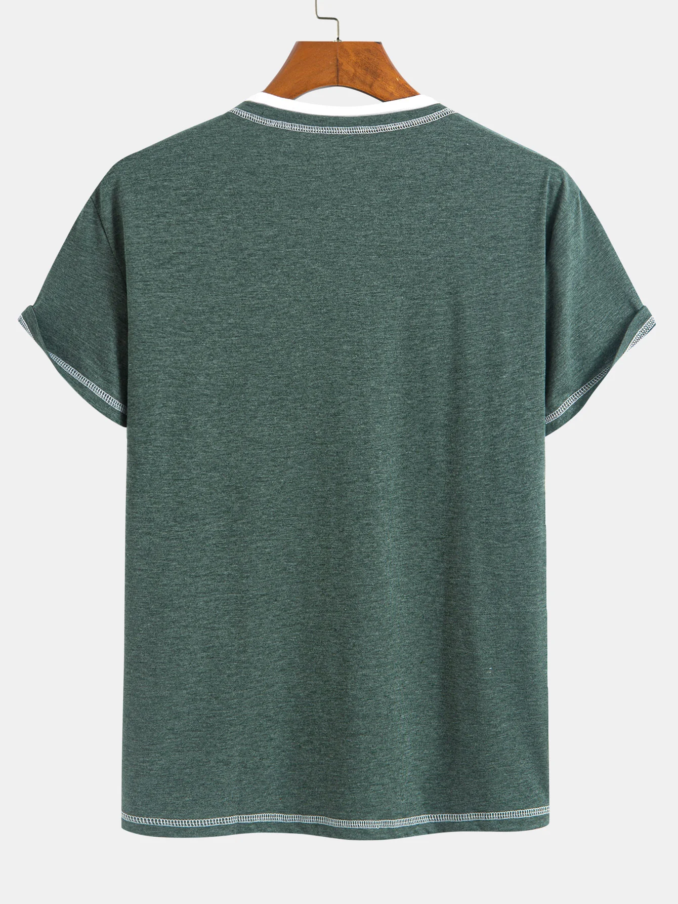 2-in-1 T-Shirt mit eingekerbtem Kragen und Kontrastnähten - Image 2