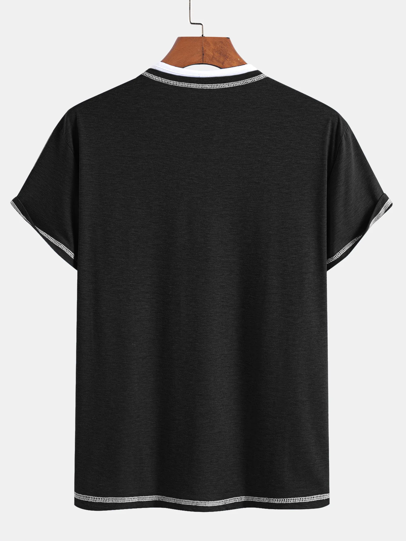 2-in-1 T-Shirt mit eingekerbtem Kragen und Kontrastnähten - Image 6