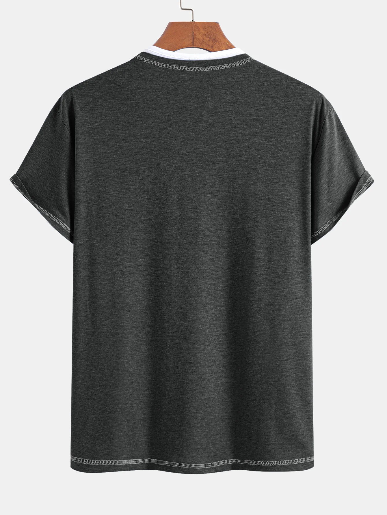 2-in-1 T-Shirt mit eingekerbtem Kragen und Kontrastnähten - Image 8