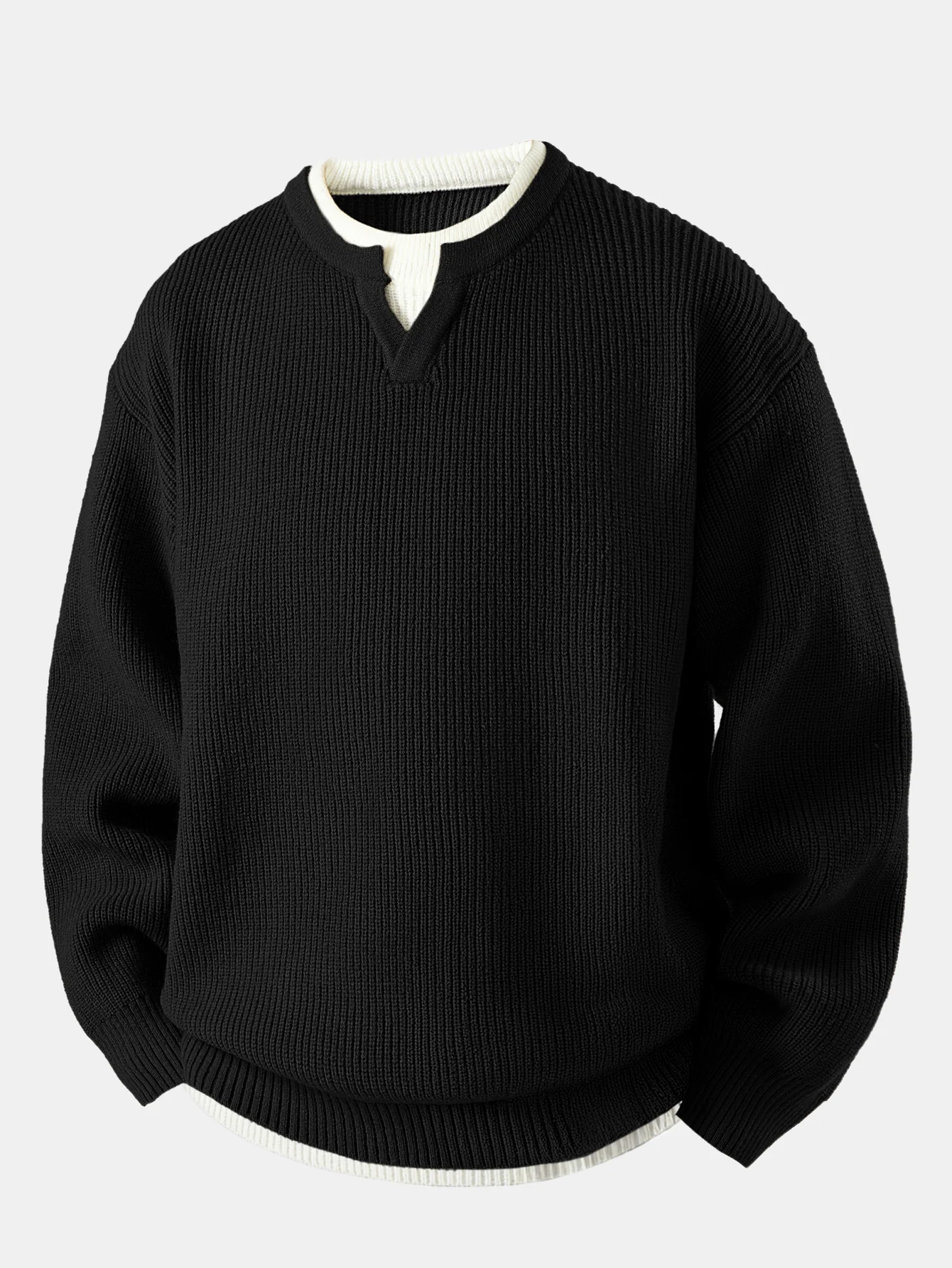 2 In 1 Notched Collar Sweater - Image 2