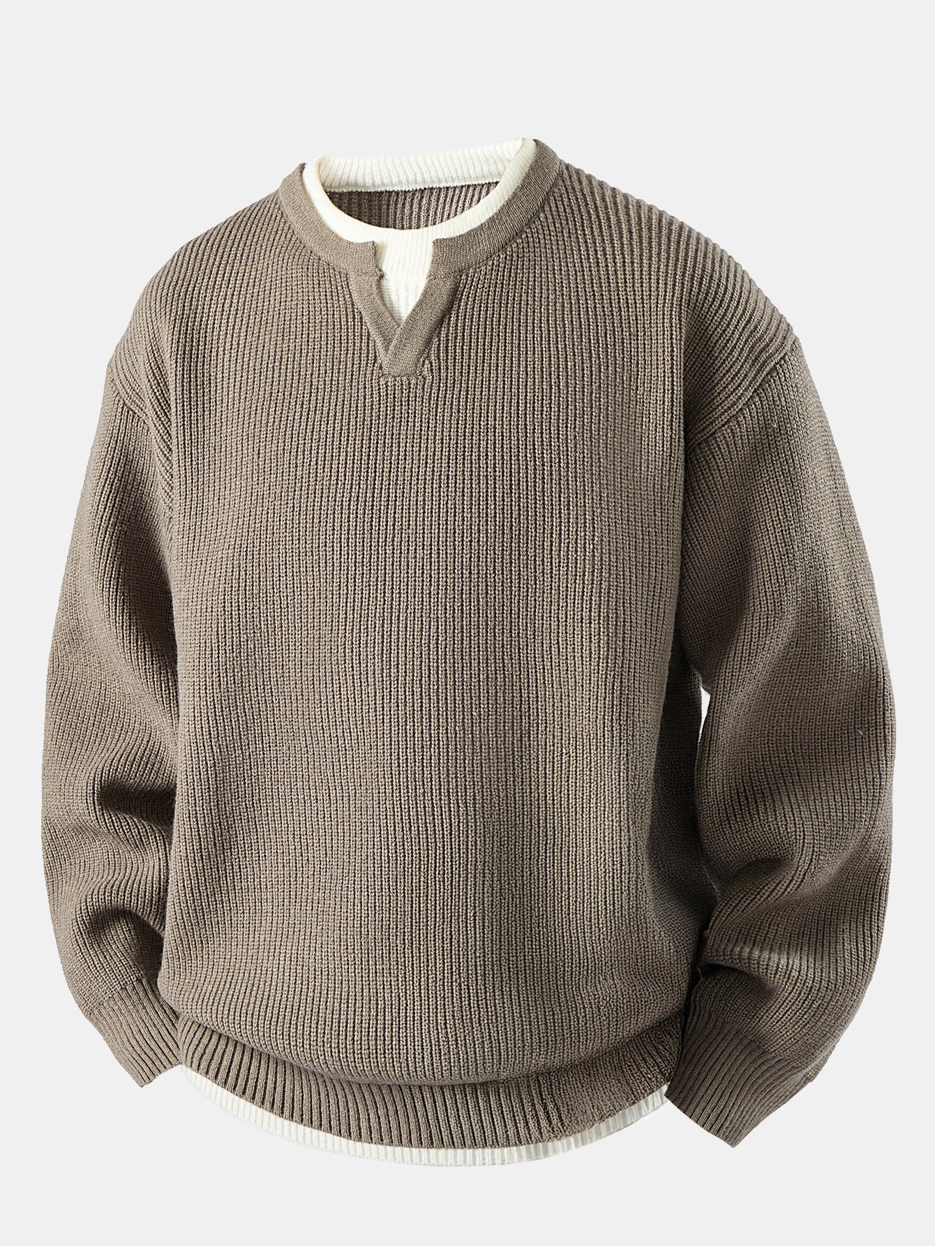 2 In 1 Notched Collar Sweater - Image 3