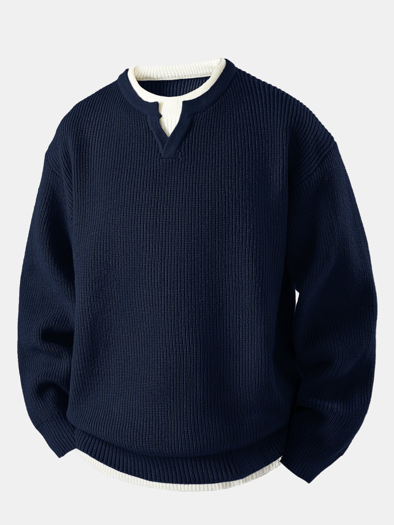 2 In 1 Notched Collar Sweater - Image 4