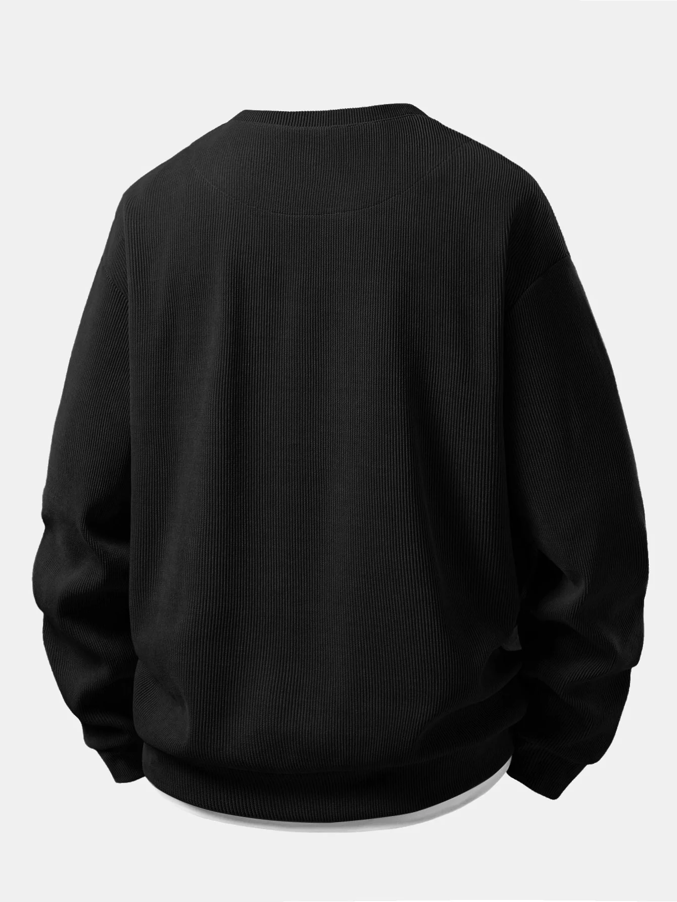 Relax Fit 2 In 1 Notched Collar Waffle Sweatshirt - Image 4