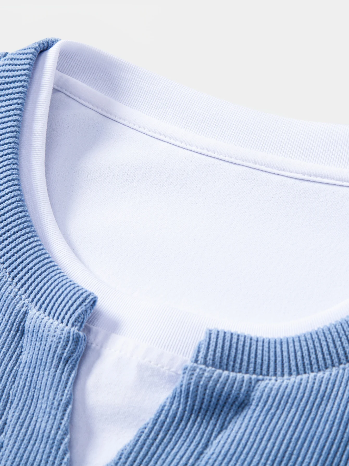 Relax Fit 2 In 1 Notched Collar Waffle Sweatshirt - Image 5