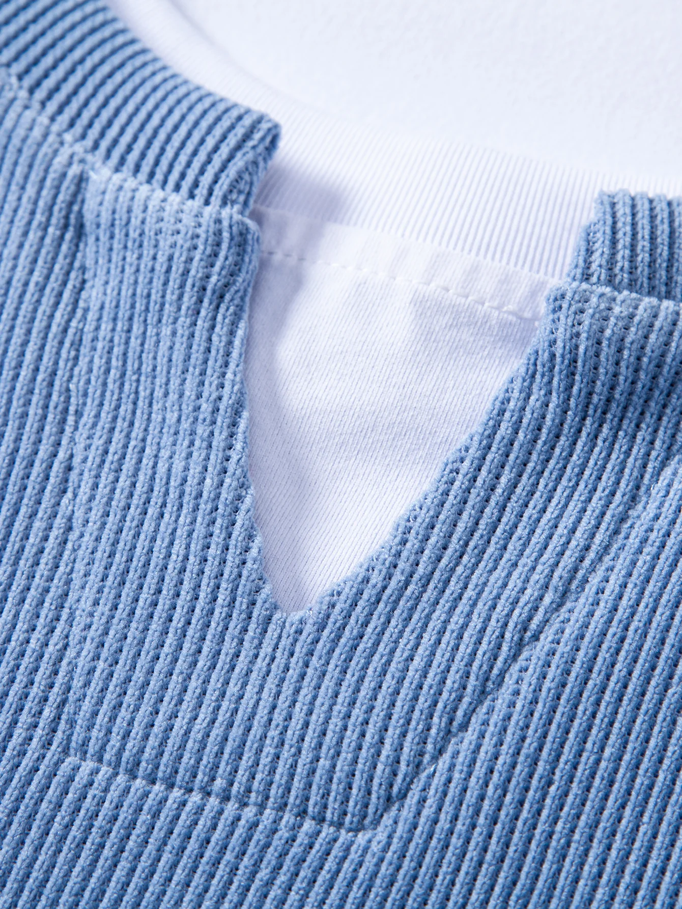 Relax Fit 2 In 1 Notched Collar Waffle Sweatshirt - Image 6