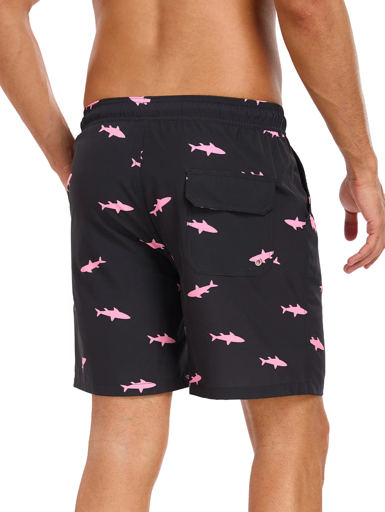 2-in-1 Badehose mit pinkem Hai-Print - Image 6
