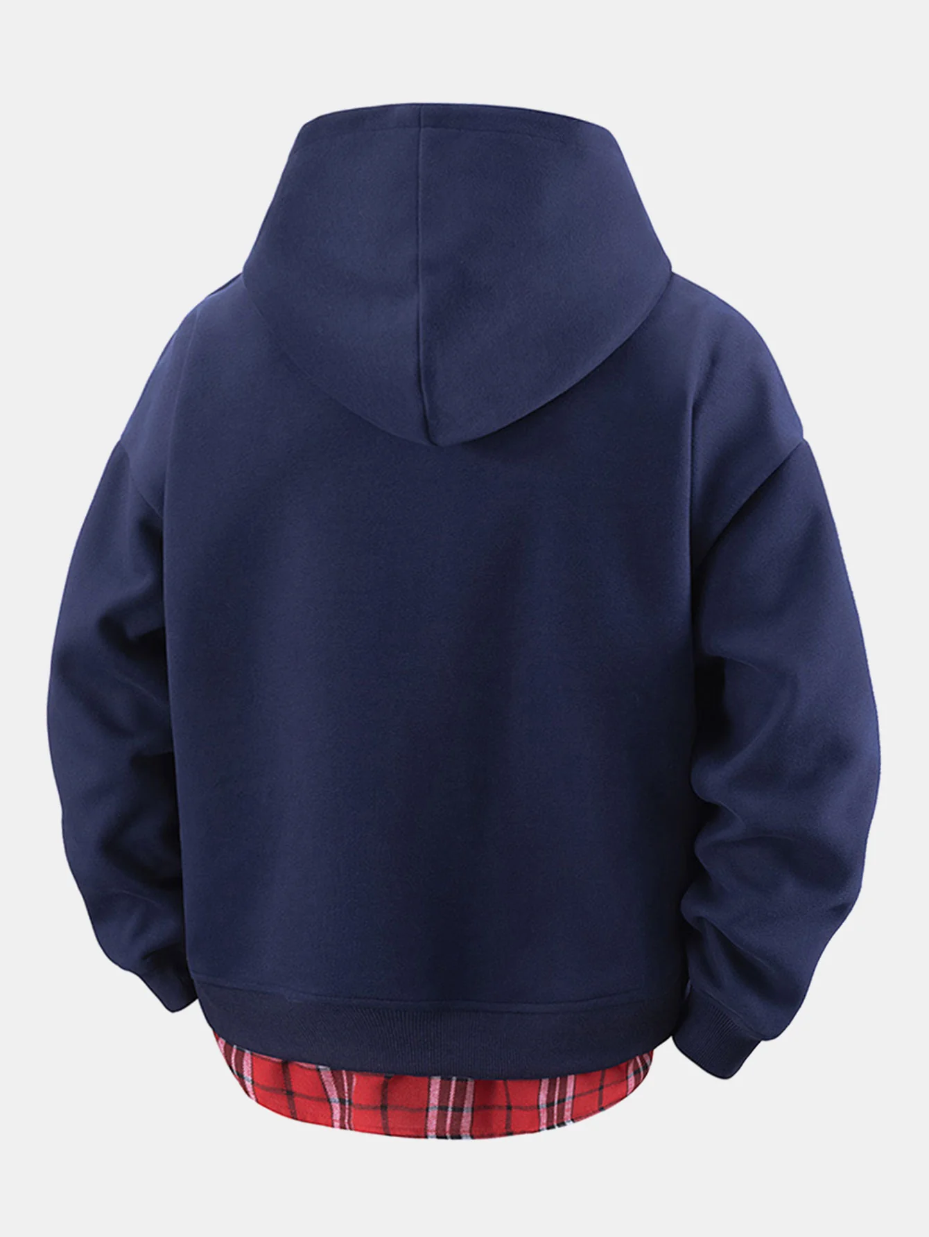 2 in 1 Kariertes Kapuzenpullover mit Reißverschluss und Kängurutasche - Image 2