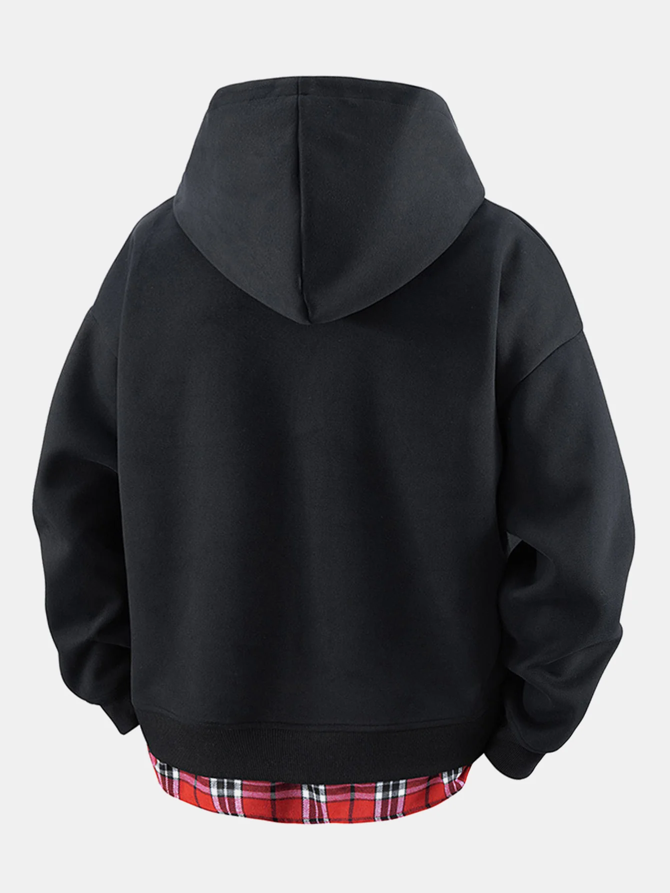 2 in 1 Kariertes Kapuzenpullover mit Reißverschluss und Kängurutasche - Image 4