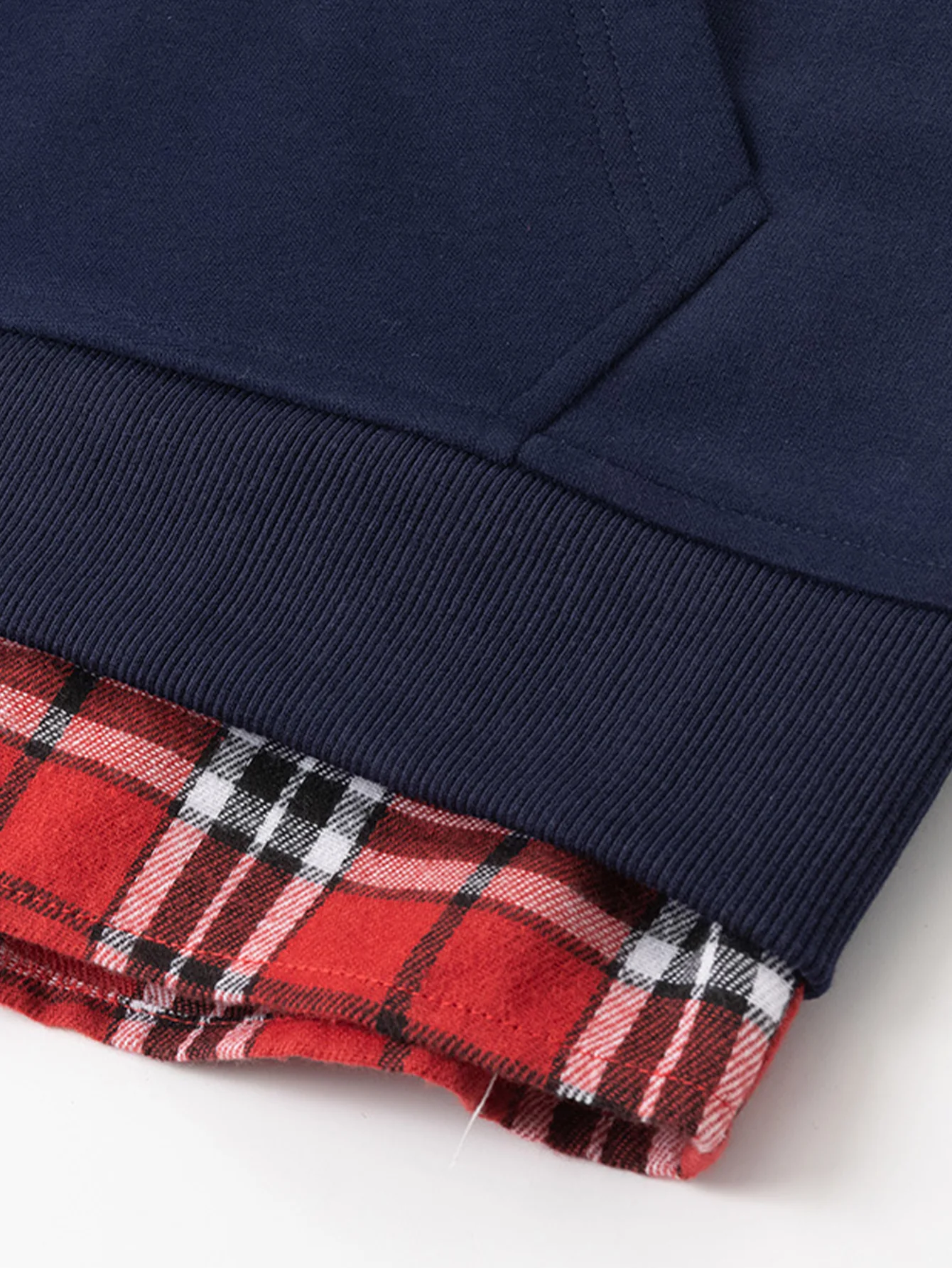 2 in 1 Kariertes Kapuzenpullover mit Reißverschluss und Kängurutasche - Image 8