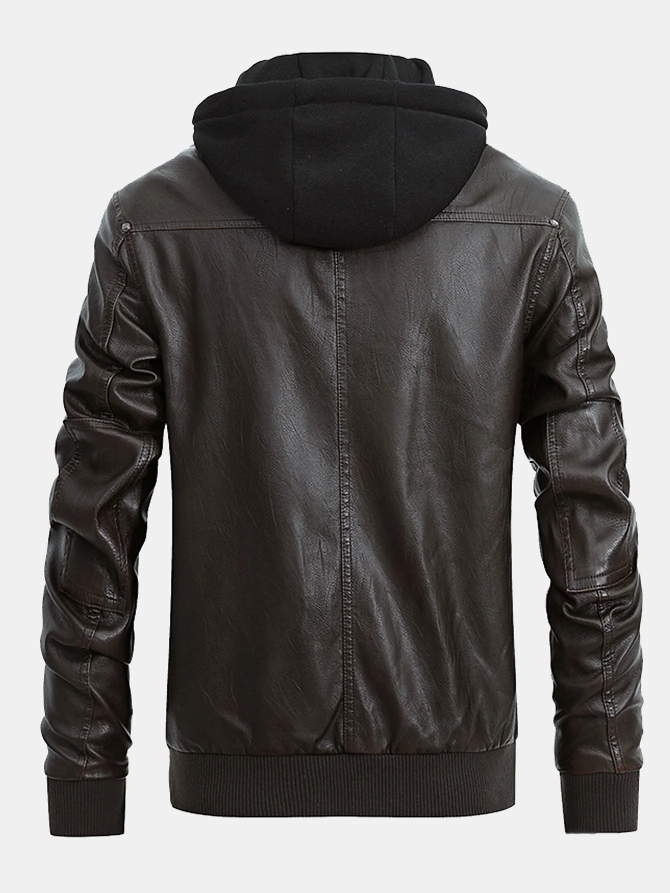 2 in 1 PU-Lederjacke mit abnehmbarem Kapuzenverschluss - Image 3