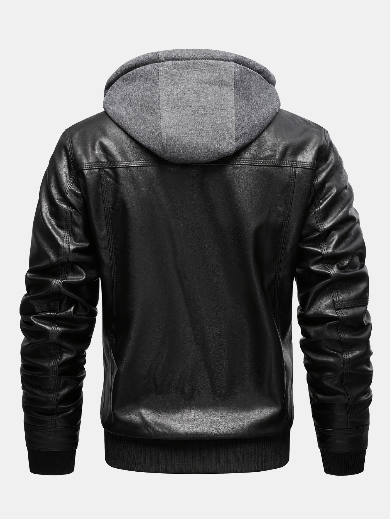 2 in 1 PU-Lederjacke mit abnehmbarem Kapuzenverschluss - Image 3