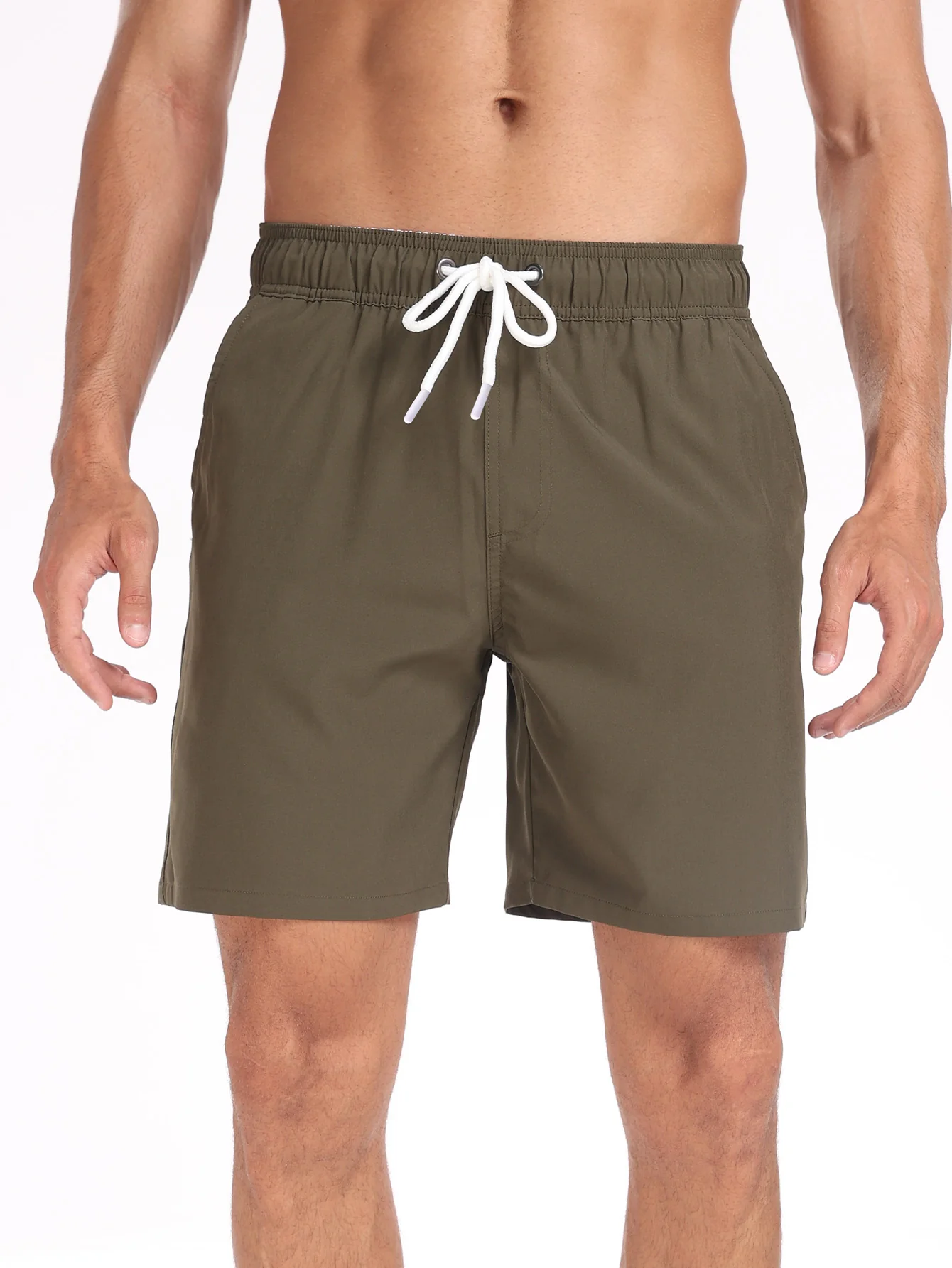 2-in-1 Einfarbige Badeshorts mit Kordelzug - Image 10