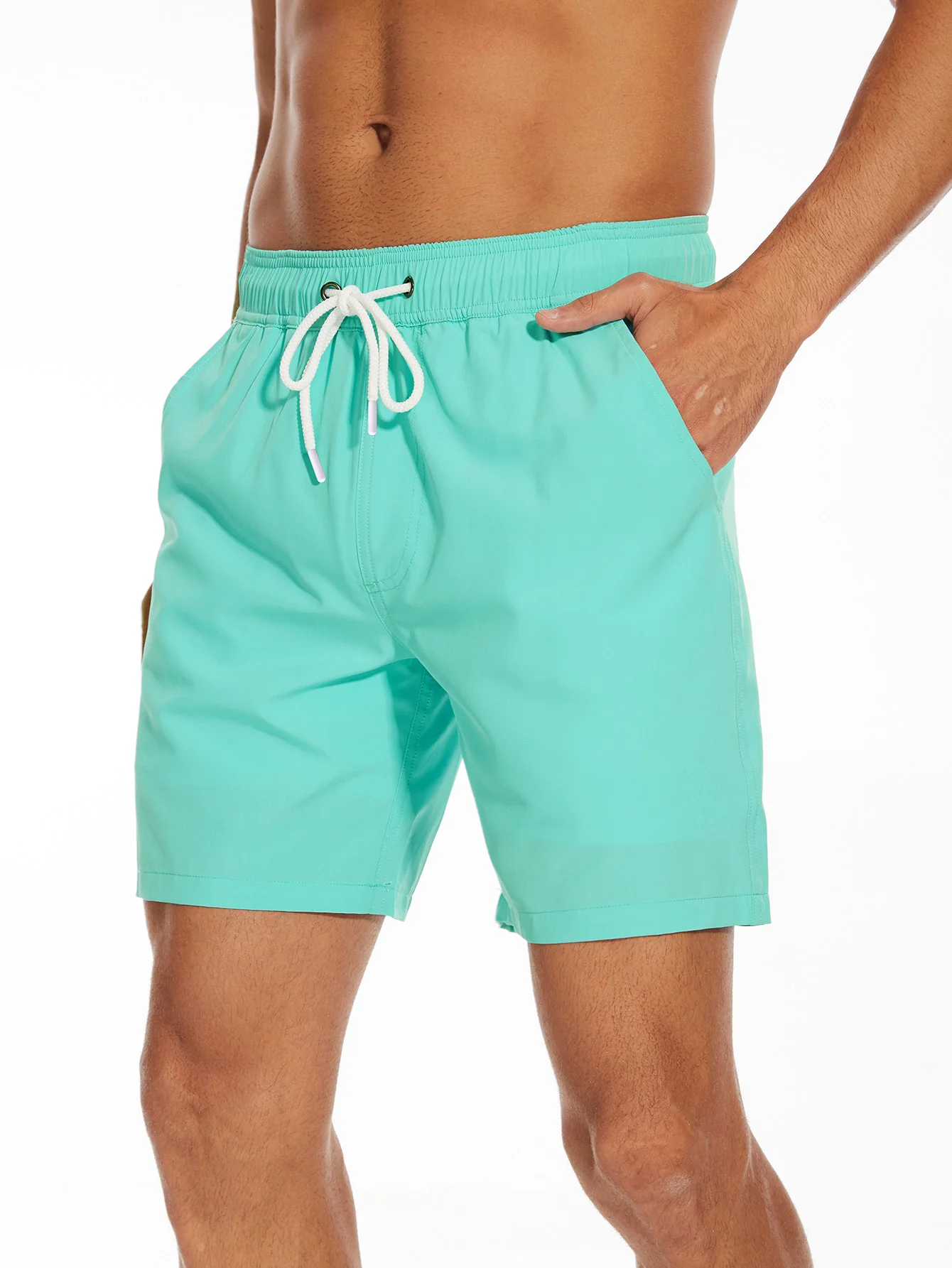 2-in-1 Einfarbige Badeshorts mit Kordelzug - Image 2