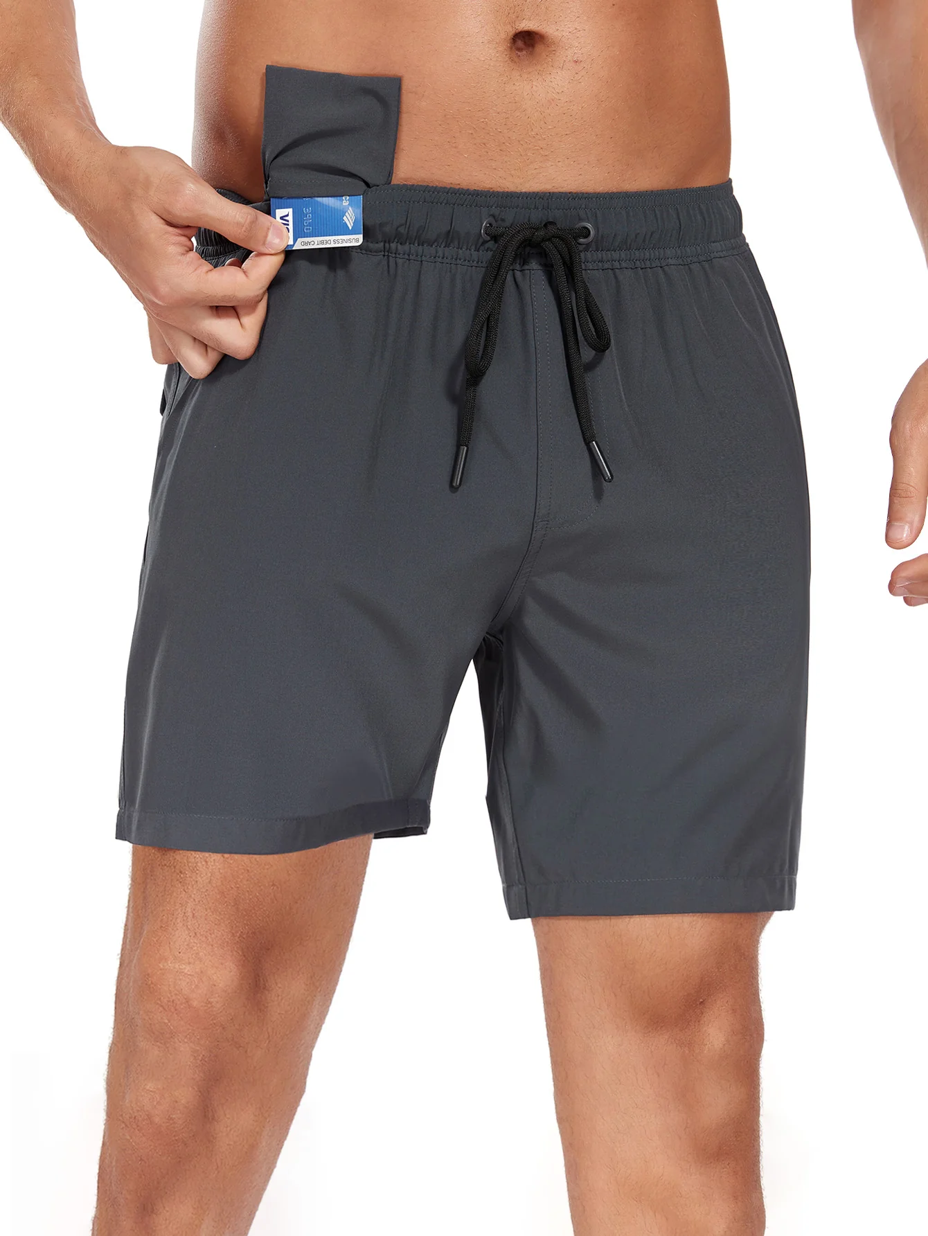 2-in-1 Einfarbige Badeshorts mit Kordelzug - Image 26