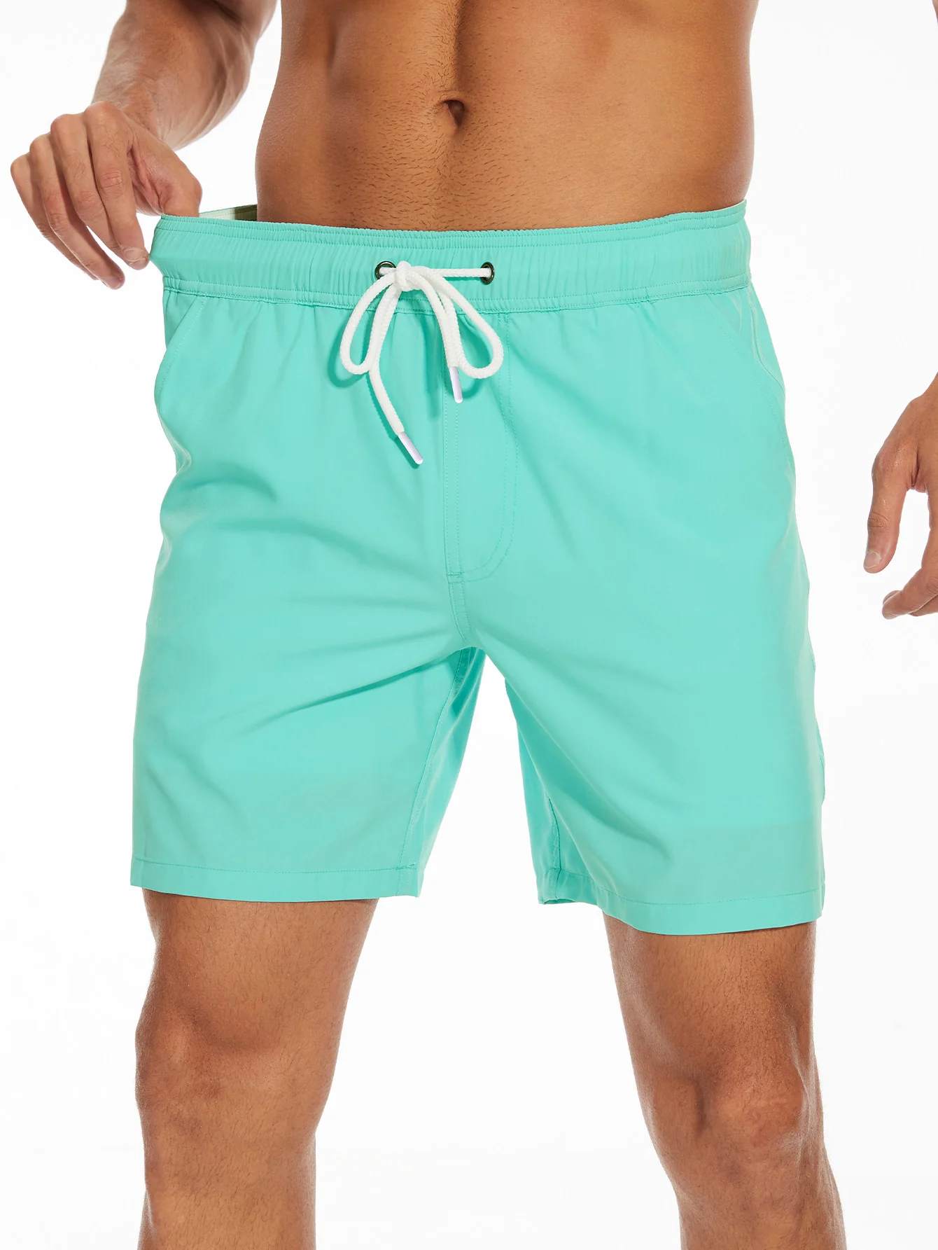 2-in-1 Einfarbige Badeshorts mit Kordelzug - Image 3
