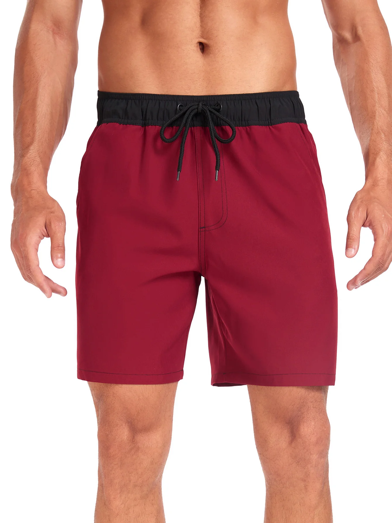 2-in-1 Einfarbige Schwimmshorts mit Kordelzug und Tasche - Image 11
